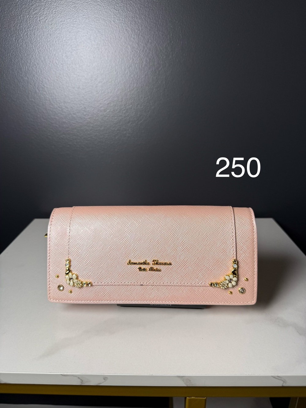 Samantha Thavasa Light Pink Crystal-Accent Continental Wallet